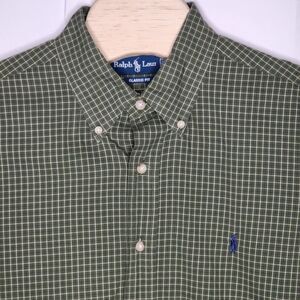 RALPH LAUREN PLAID BUTTON FRONT SHIRT  POLO MENS‎ XL CLASSIC FIT Green